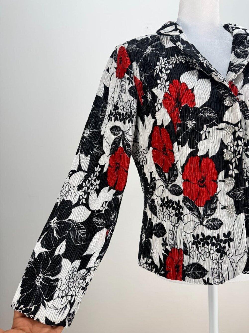 Jackie Jon Womens Floral Print Blazer Jacket Multicolor Size 6 Long Sleeve - Picture 9 of 13